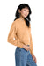 District DT1105 Womens Perfect Weight Fleece Cropped Crewneck Sweatshirt Apricot Orange Model Side