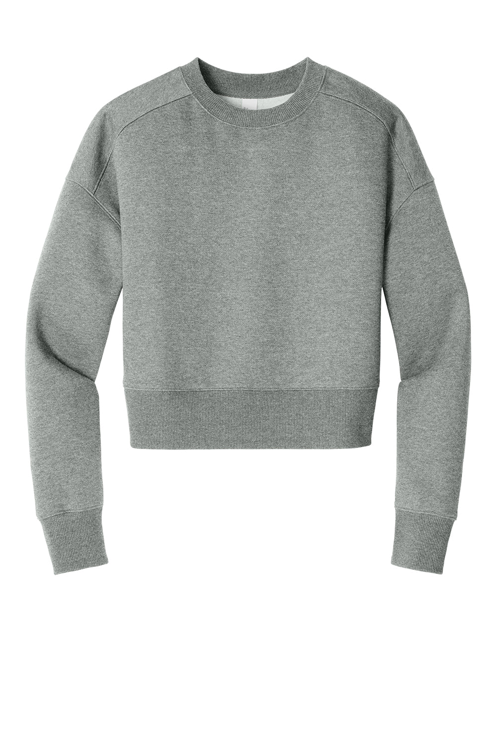 District DT1105 Womens Perfect Weight Fleece Cropped Crewneck Sweatshirt Heather Steel Grey Flat Front