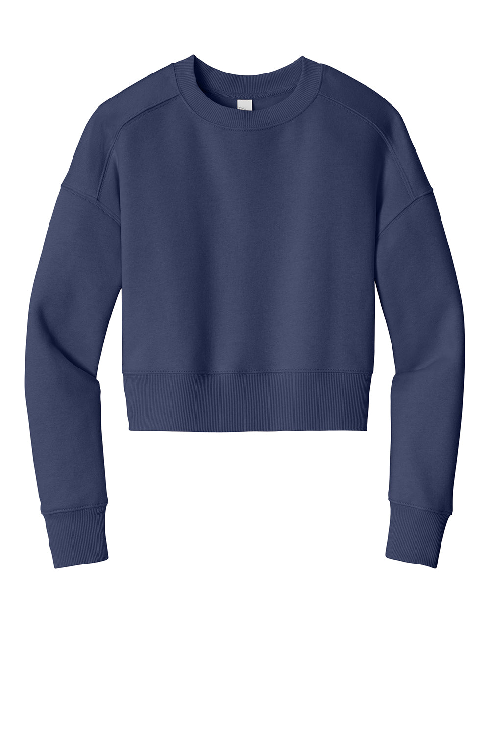 District DT1105 Womens Perfect Weight Fleece Cropped Crewneck Sweatshirt Tanzanite Blue Flat Front