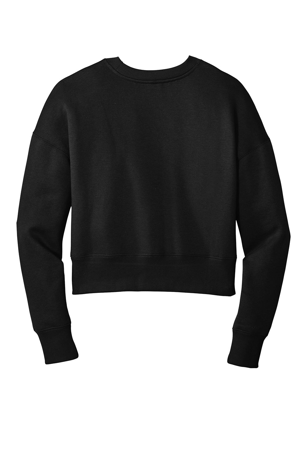 District DT1105 Womens Perfect Weight Fleece Cropped Crewneck Sweatshirt Jet Black Flat Back