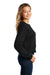 District DT1105 Womens Perfect Weight Fleece Cropped Crewneck Sweatshirt Jet Black Model Side