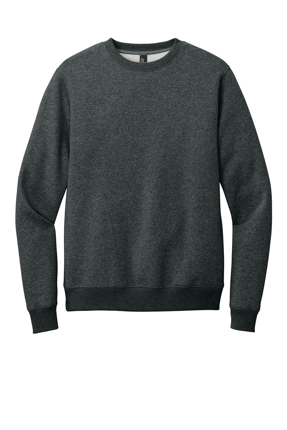 District DT1106 Mens Perfect Weight Fleece Crewneck Sweatshirt Heather Charcoal Grey Flat Front