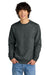 District DT1106 Mens Perfect Weight Fleece Crewneck Sweatshirt Heather Charcoal Grey Model Front