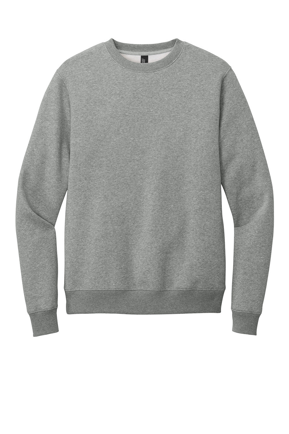 District DT1106 Mens Perfect Weight Fleece Crewneck Sweatshirt Heather Steel Grey Flat Front