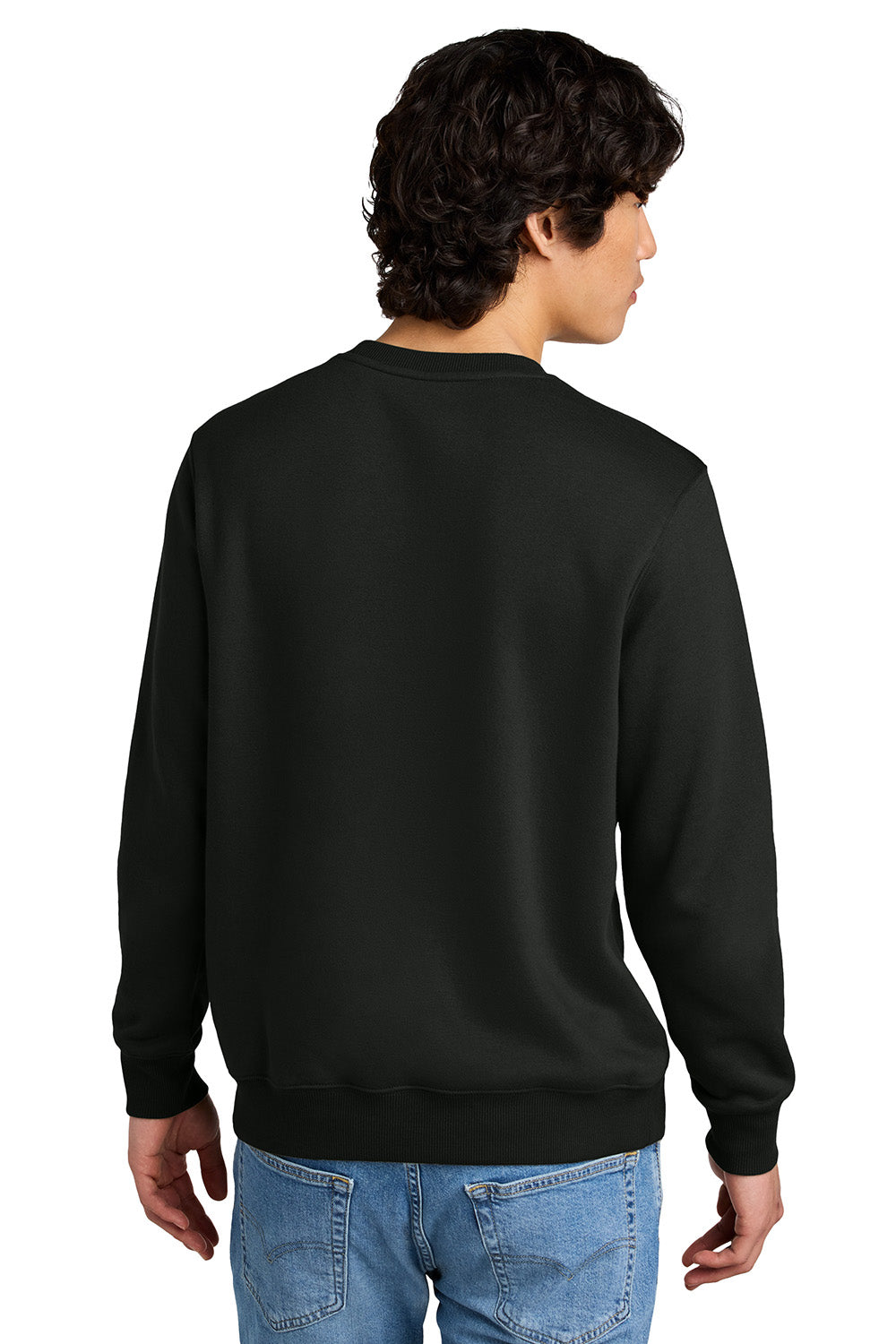 District DT1106 Mens Perfect Weight Fleece Crewneck Sweatshirt Jet Black Model Back