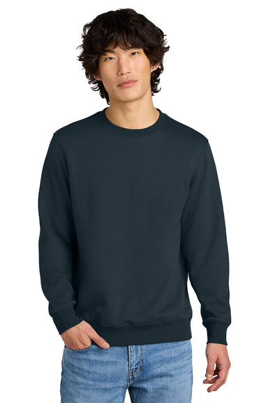 District DT1106 Mens Perfect Weight Fleece Crewneck Sweatshirt New Navy Blue Model Front