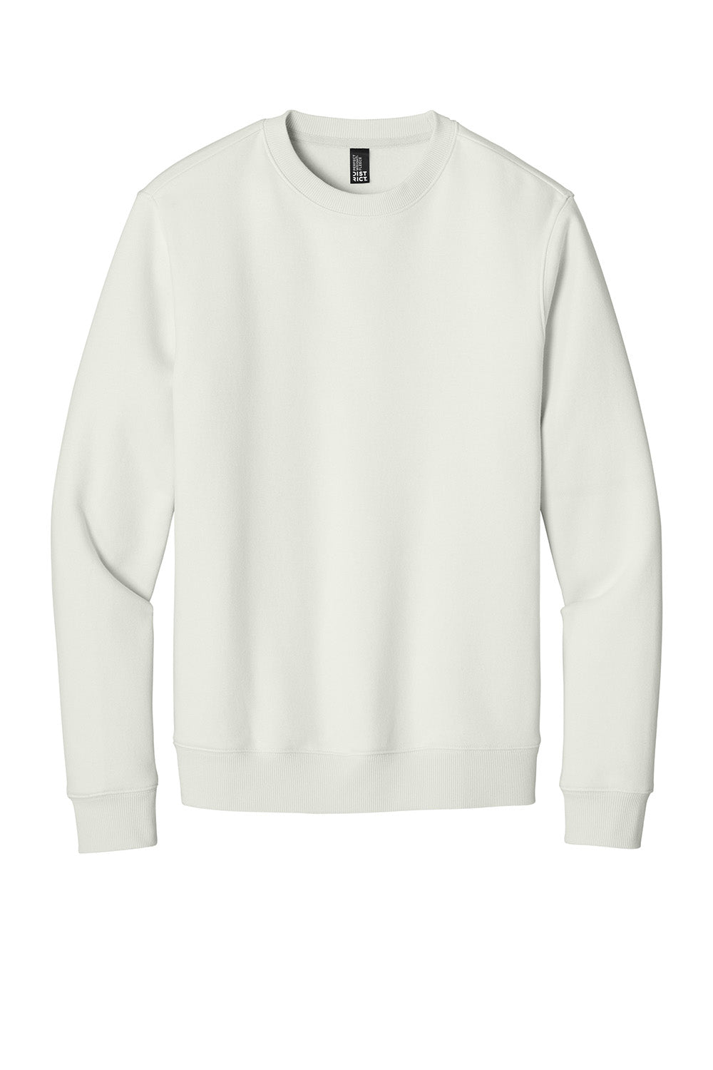 District DT1106 Mens Perfect Weight Fleece Crewneck Sweatshirt Onyx White Flat Front