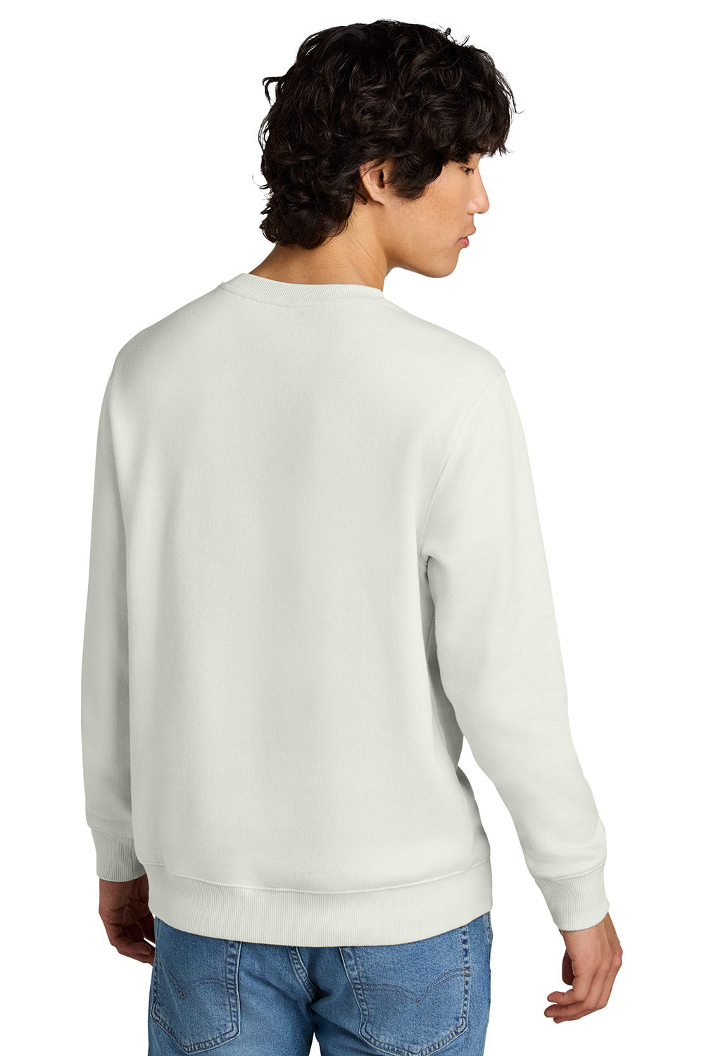 District DT1106 Mens Perfect Weight Fleece Crewneck Sweatshirt Onyx White Model Back