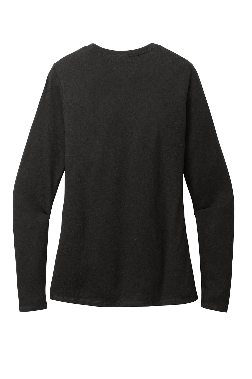 District DT110 Womens Perfect Blend CVC Long Sleeve Crewneck T-Shirt Black Flat Back