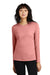 District DT110 Womens Perfect Blend CVC Long Sleeve Crewneck T-Shirt Blush Pink Frost Model Front