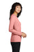 District DT110 Womens Perfect Blend CVC Long Sleeve Crewneck T-Shirt Blush Pink Frost Model Side