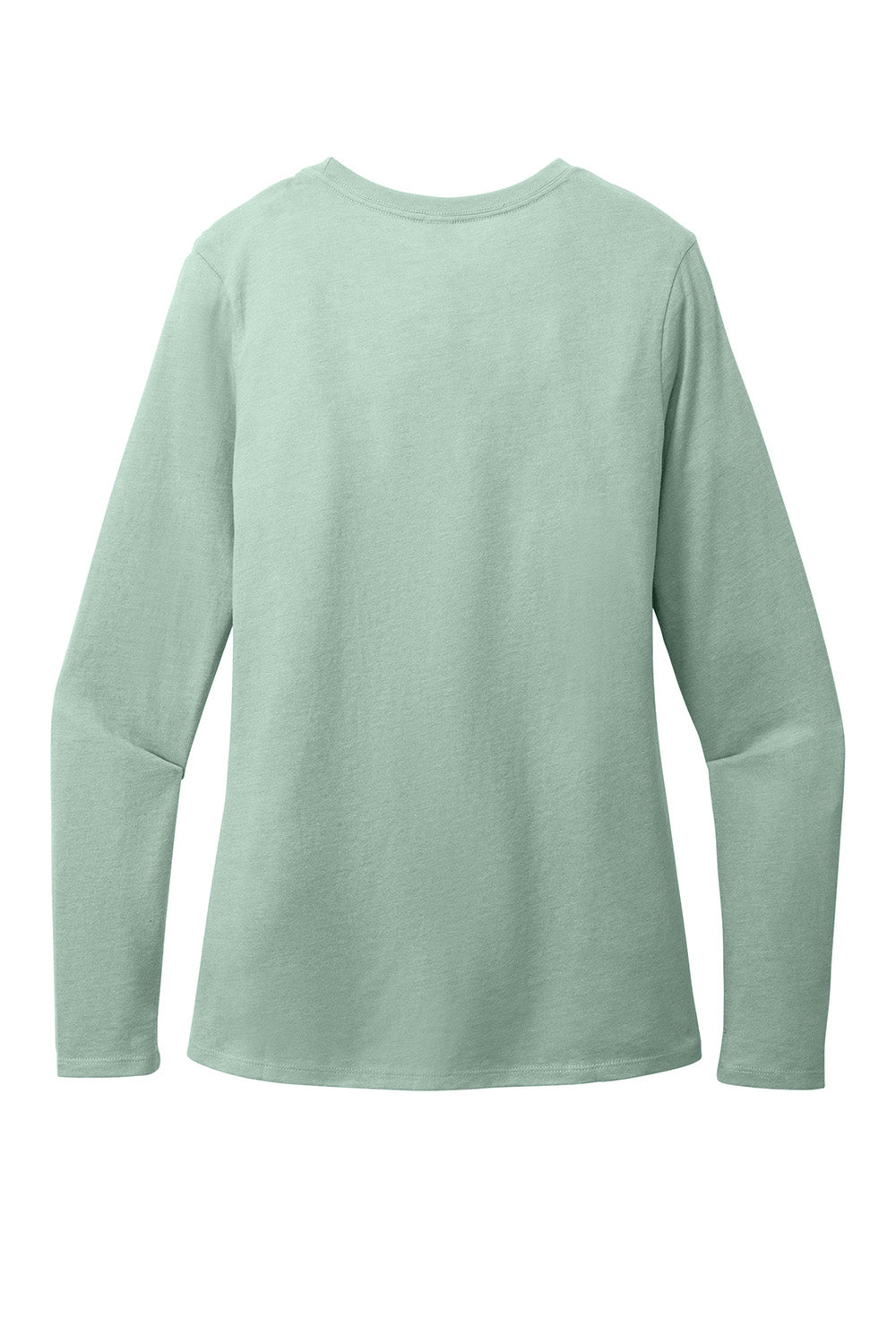 District DT110 Womens Perfect Blend CVC Long Sleeve Crewneck T-Shirt Heather Dusty Sage Green Flat Back