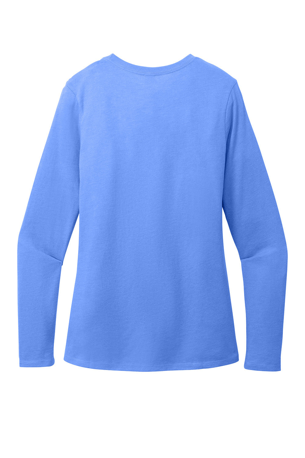 District DT110 Womens Perfect Blend CVC Long Sleeve Crewneck T-Shirt Heather Royal Blue Flat Back