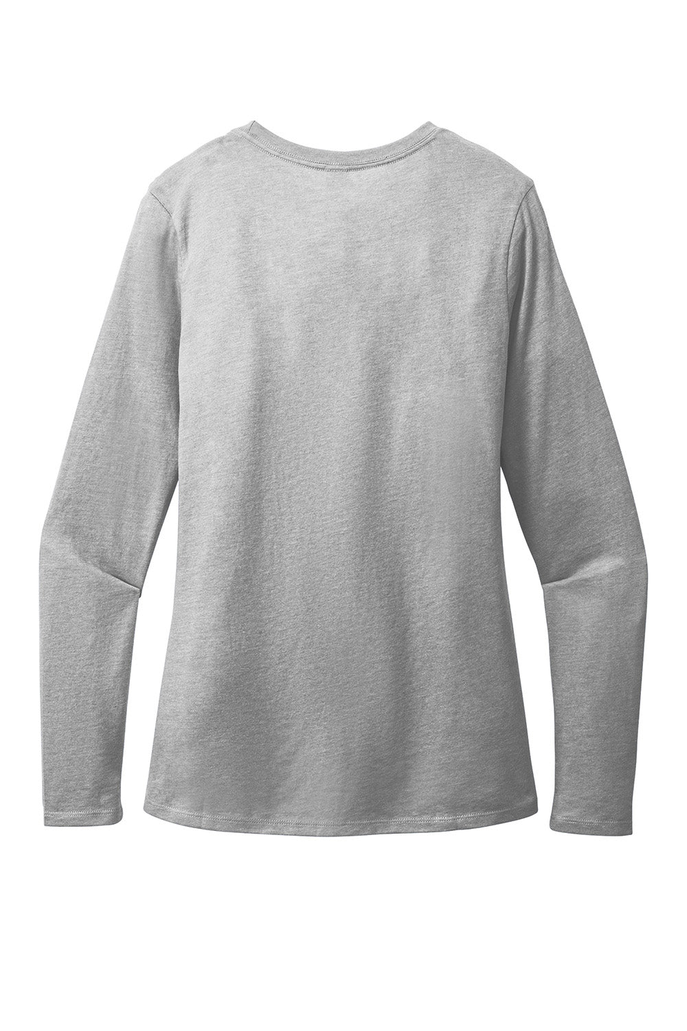 District DT110 Womens Perfect Blend CVC Long Sleeve Crewneck T-Shirt Heather Light Grey Flat Back