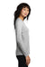 District DT110 Womens Perfect Blend CVC Long Sleeve Crewneck T-Shirt Heather Light Grey Model Side