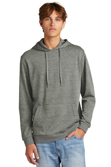 District DT1300 Mens Perfect Tri Fleece Hooded Sweatshirt Hoodie Heather Charcoal Grey Model Front