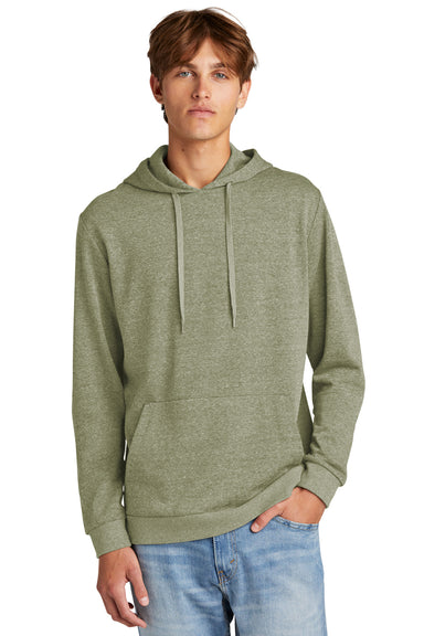 District DT1300 Mens Perfect Tri Fleece Hooded Sweatshirt Hoodie Military Green Frost Model Front