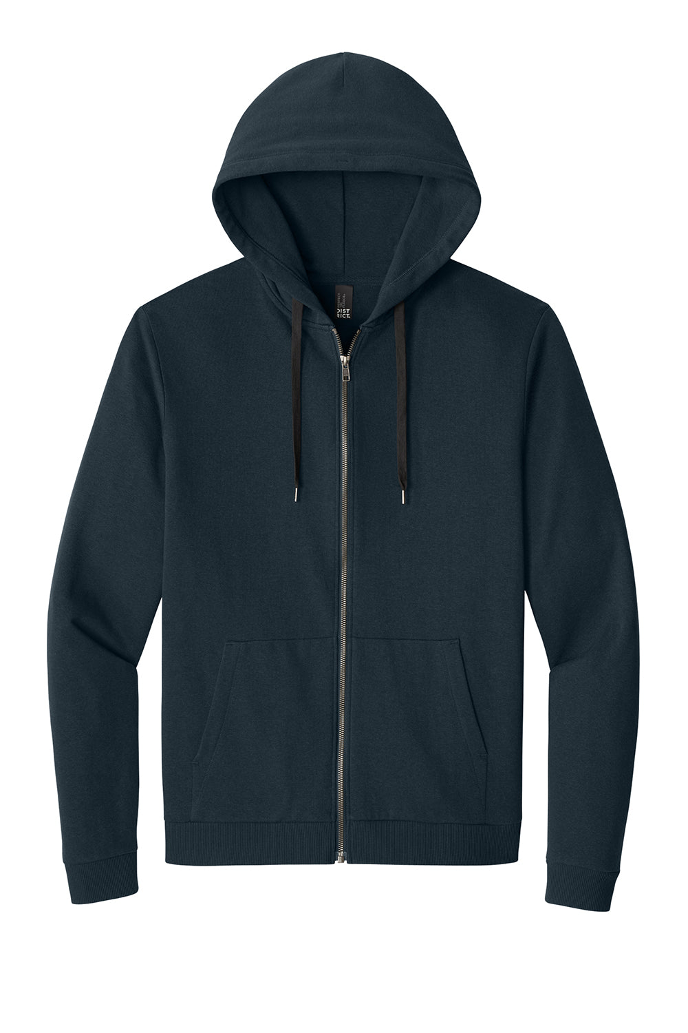 District DT1302 Mens Perfect Tri Fleece Full Zip Hooded Sweatshirt Hoodie New Navy Blue Flat Front