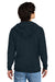 District DT1302 Mens Perfect Tri Fleece Full Zip Hooded Sweatshirt Hoodie New Navy Blue Model Back