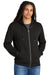 District DT1302 Mens Perfect Tri Fleece Full Zip Hooded Sweatshirt Hoodie Black Model Front