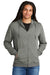 District DT1302 Mens Perfect Tri Fleece Full Zip Hooded Sweatshirt Hoodie Heather Charcoal Grey Model Front