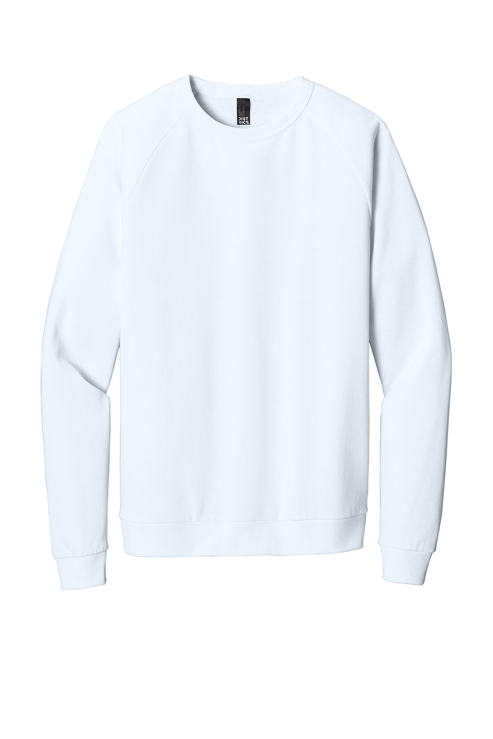 District DT1304 Mens Perfect Tri Fleece Crewneck Sweatshirt White Flat Front