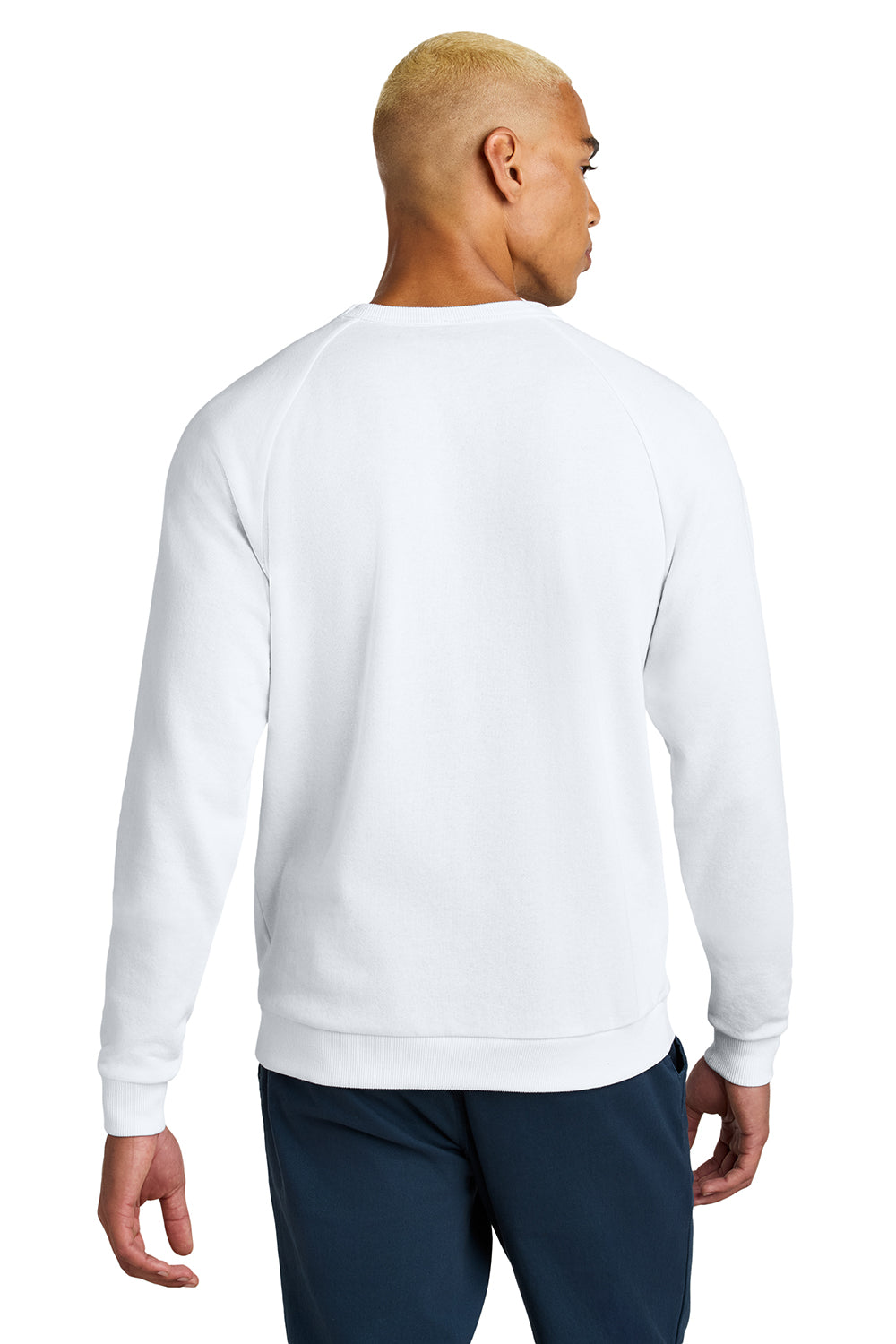 District DT1304 Mens Perfect Tri Fleece Crewneck Sweatshirt White Model Back