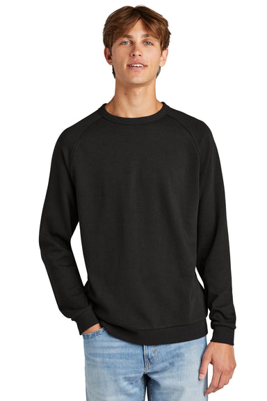 District DT1304 Mens Perfect Tri Fleece Crewneck Sweatshirt Black Model Front