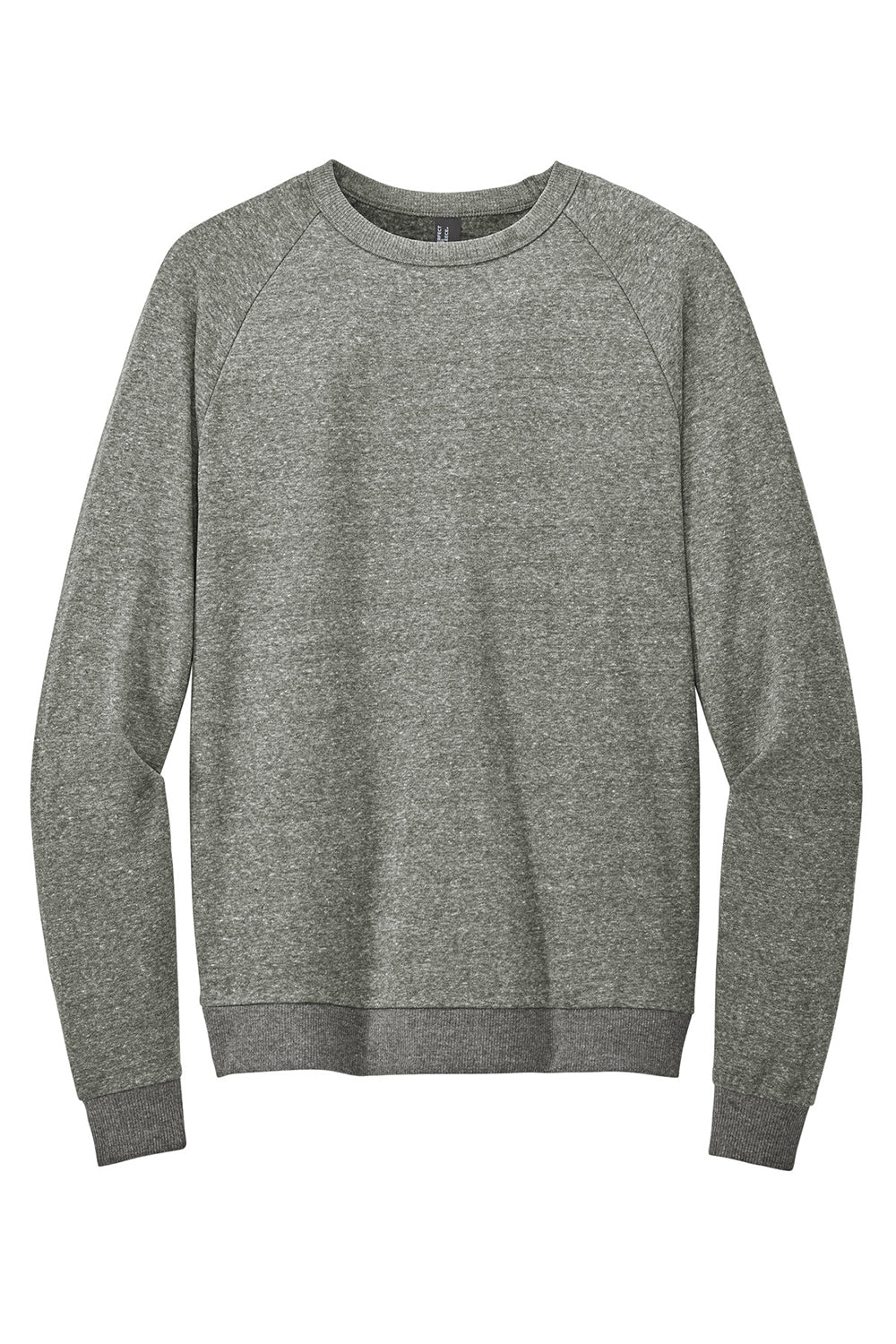 District DT1304 Mens Perfect Tri Fleece Crewneck Sweatshirt Heather Charcoal Grey Flat Front