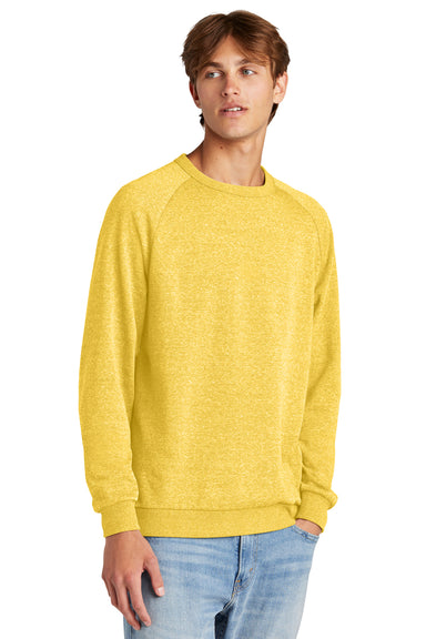 District DT1304 Mens Perfect Tri Fleece Crewneck Sweatshirt Heather Ochre Yellow Model Front