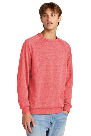 District DT1304 Mens Perfect Tri Fleece Crewneck Sweatshirt Red Frost Model Front