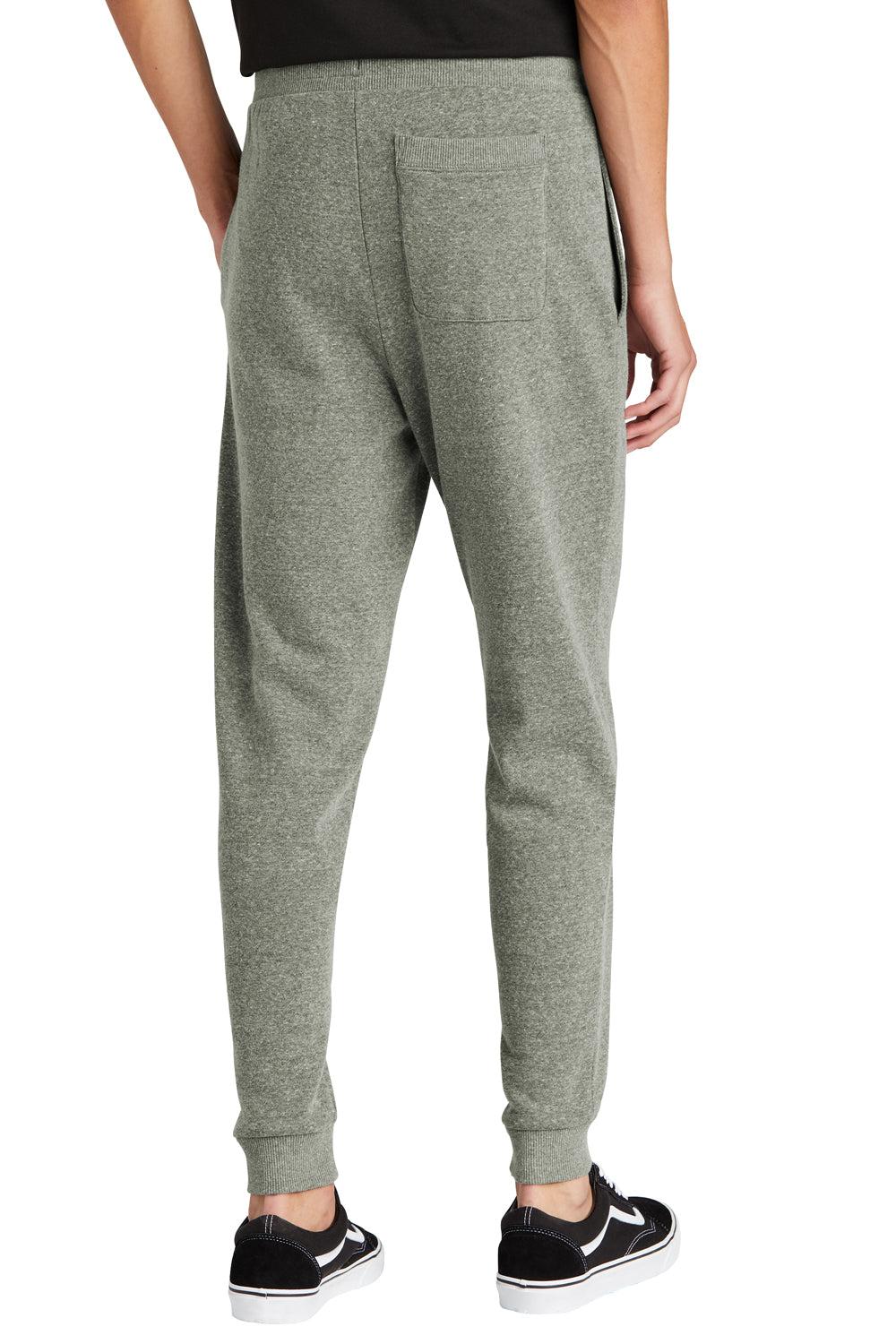 District DT1307 Mens Perfect Tri Fleece Jogger Sweatpants w/ Pockets Grey Frost Model Back