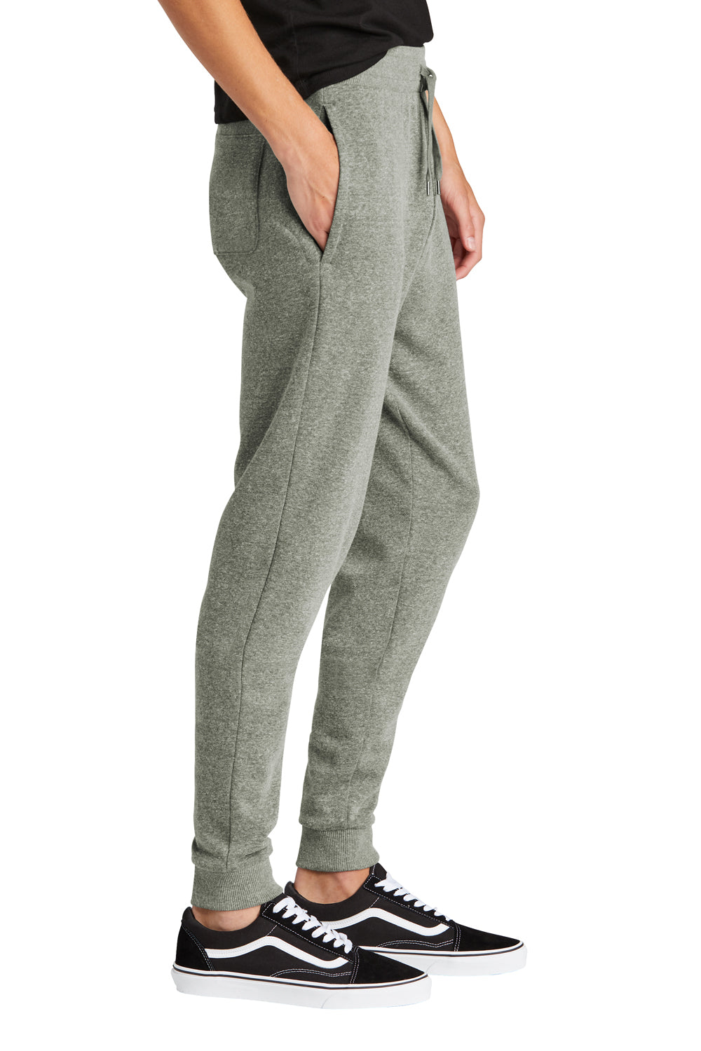 District DT1307 Mens Perfect Tri Fleece Jogger Sweatpants w/ Pockets Grey Frost Model Side