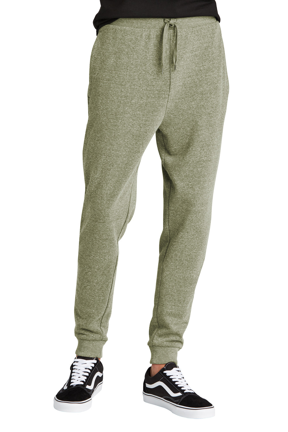 District DT1307 Mens Perfect Tri Fleece Jogger Sweatpants w/ Pockets Military Green Frost Model Front