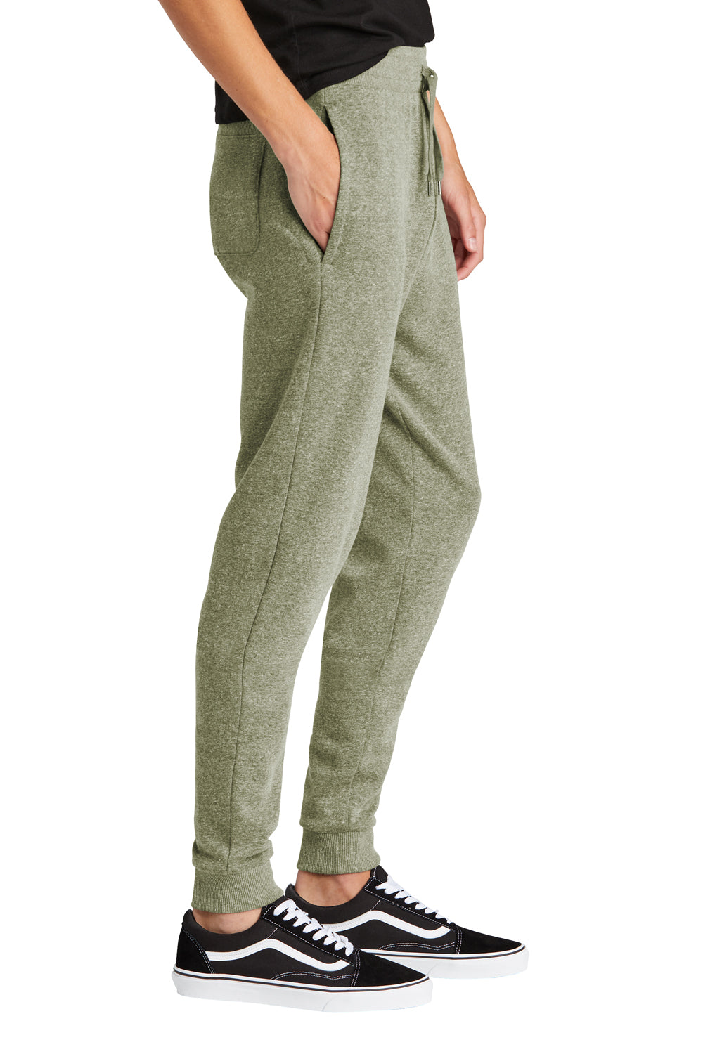 District DT1307 Mens Perfect Tri Fleece Jogger Sweatpants w/ Pockets Military Green Frost Model Side