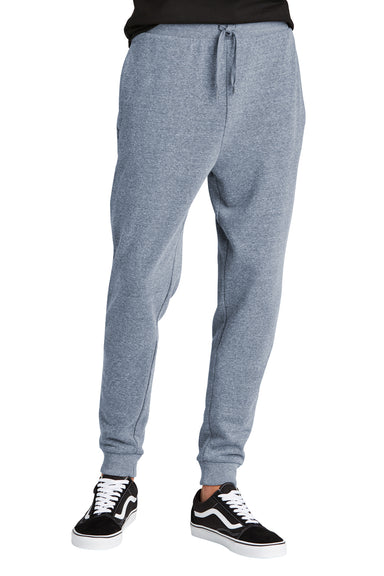 District DT1307 Mens Perfect Tri Fleece Jogger Sweatpants w/ Pockets Navy Blue Frost Model Front