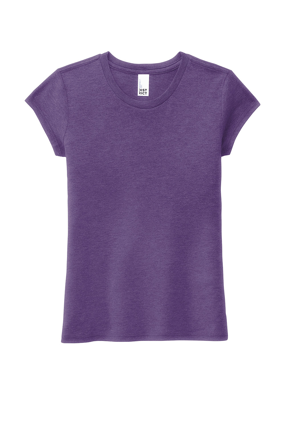 District DT130YG Youth Girls Perfect Short Sleeve Crewneck T-Shirt Purple Frost Flat Front