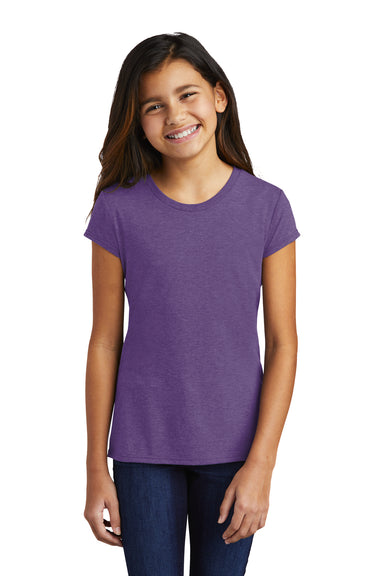 District DT130YG Youth Girls Perfect Short Sleeve Crewneck T-Shirt Purple Frost Model Front