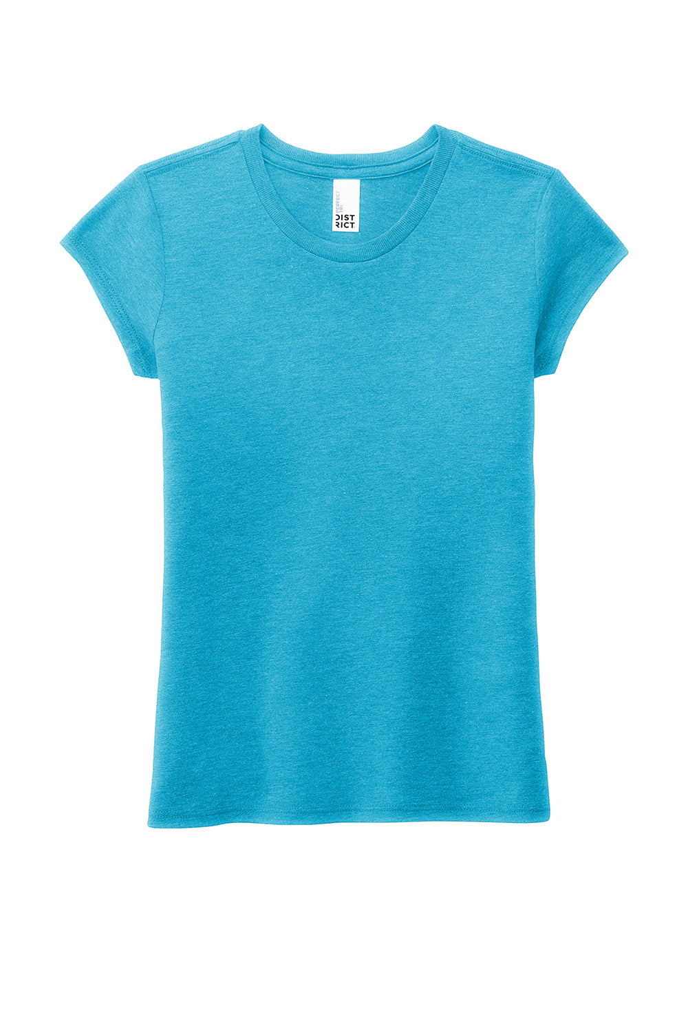 District DT130YG Youth Girls Perfect Short Sleeve Crewneck T-Shirt Turquoise Blue Frost Flat Front