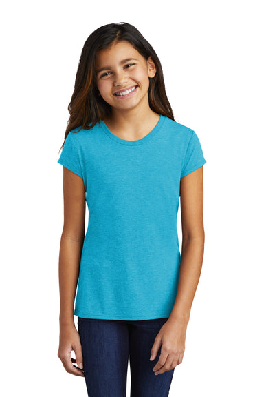 District DT130YG Youth Girls Perfect Short Sleeve Crewneck T-Shirt Turquoise Blue Frost Model Front