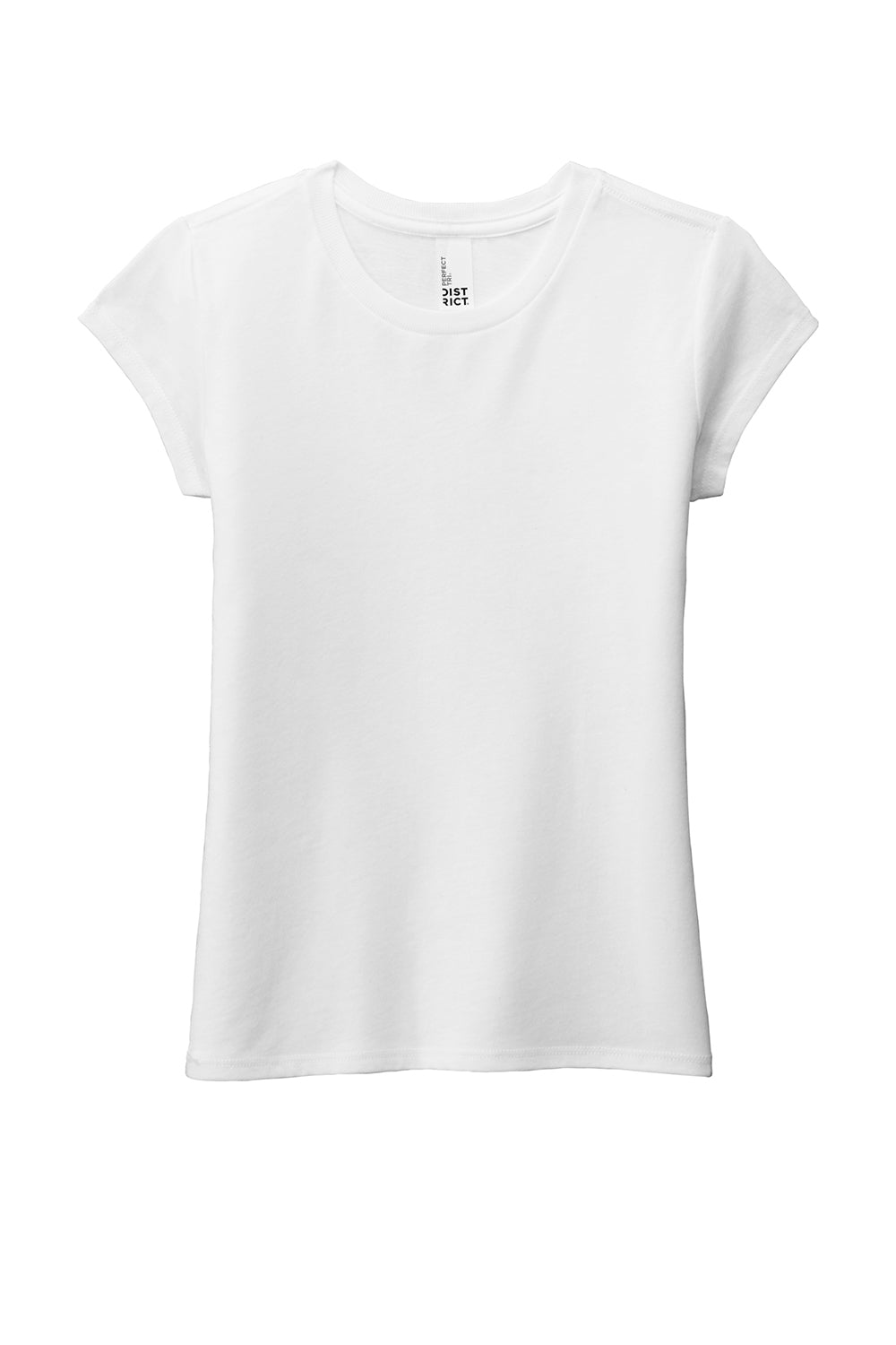 District DT130YG Youth Girls Perfect Short Sleeve Crewneck T-Shirt White Flat Front