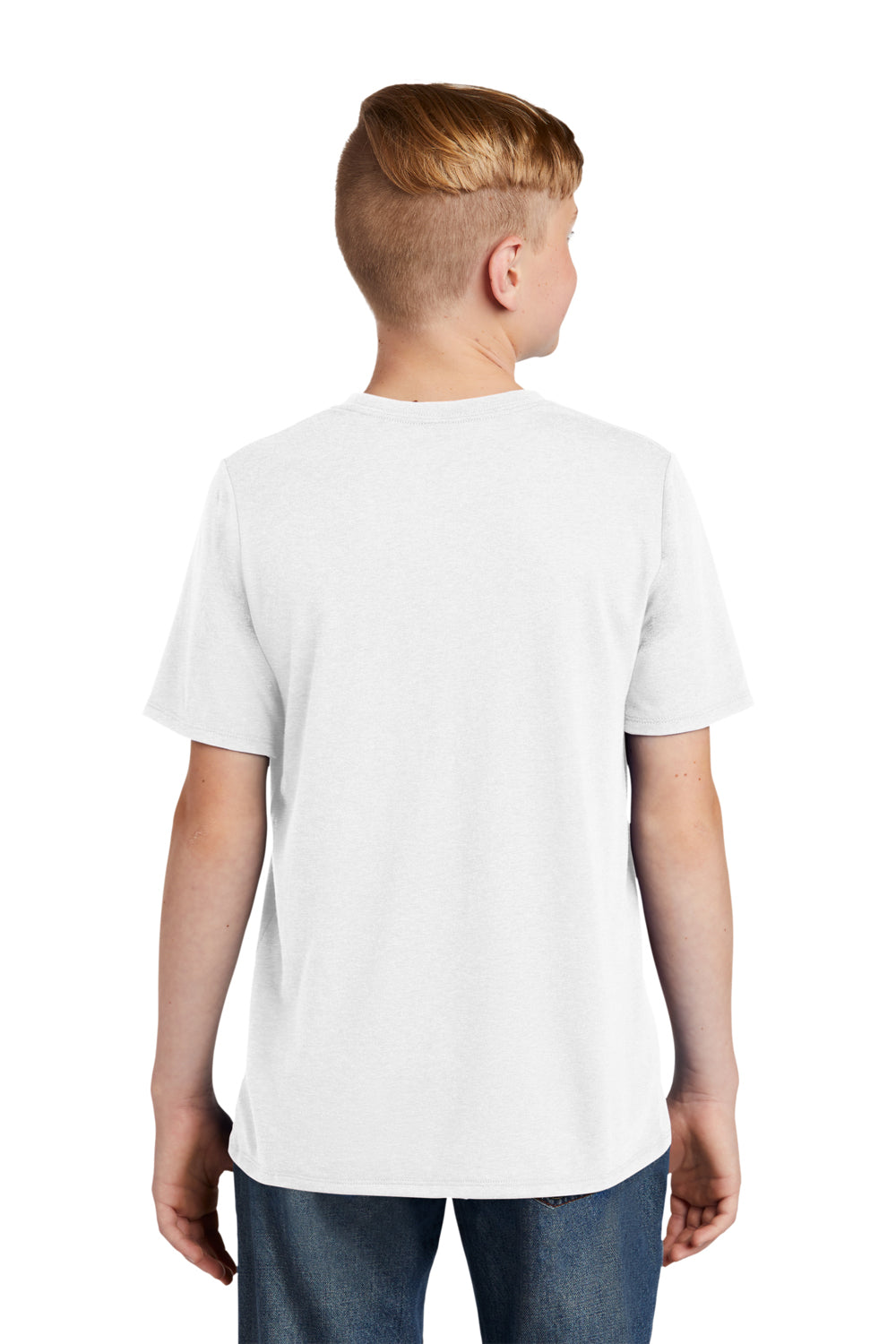 District DT130Y Youth Perfect Tri Short Sleeve Crewneck T-Shirt White Model Back