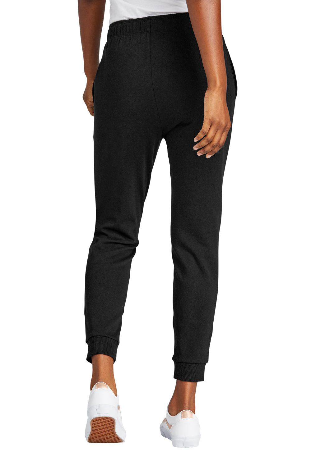 District DT1310 Womens Perfect Tri Fleece Jogger Sweatpants w/ Pockets Black Model Back