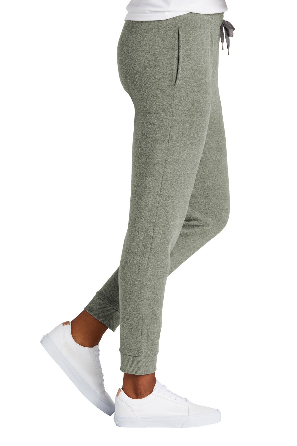 District DT1310 Womens Perfect Tri Fleece Jogger Sweatpants w/ Pockets Grey Frost Model Side