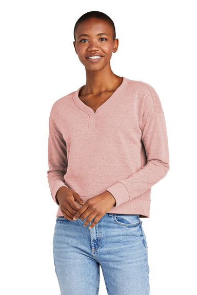 District DT1312 Womens Perfect Tri Fleece V-Neck Sweatshirt Blush Frost Model Front