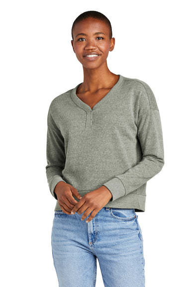 District DT1312 Womens Perfect Tri Fleece V-Neck Sweatshirt Grey Frost Model Front