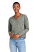 District DT1312 Womens Perfect Tri Fleece V-Neck Sweatshirt Heather Charcoal Grey Model Front