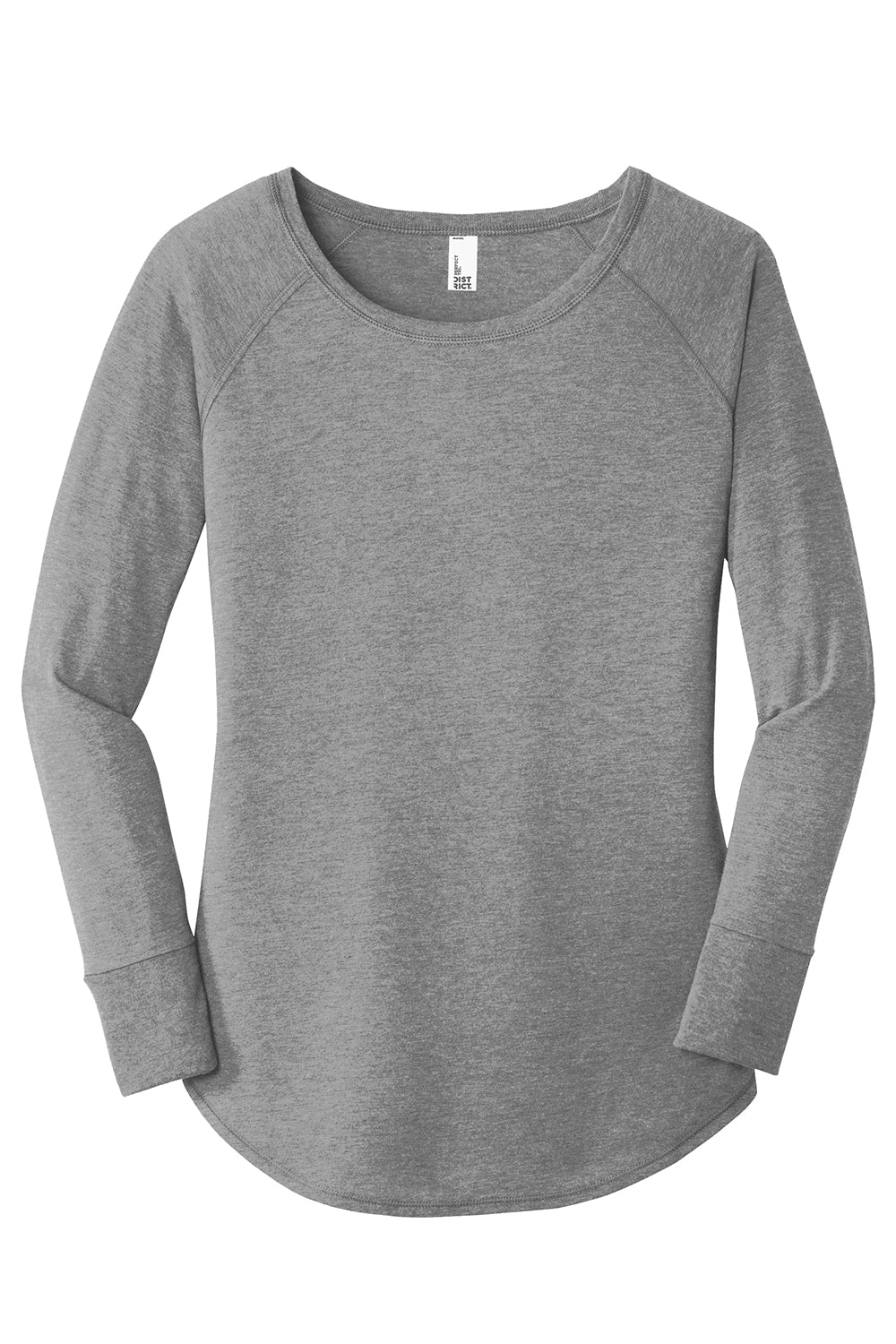 District DT132L Womens Perfect Tri Long Sleeve Crewneck T-Shirt Grey Frost Flat Front