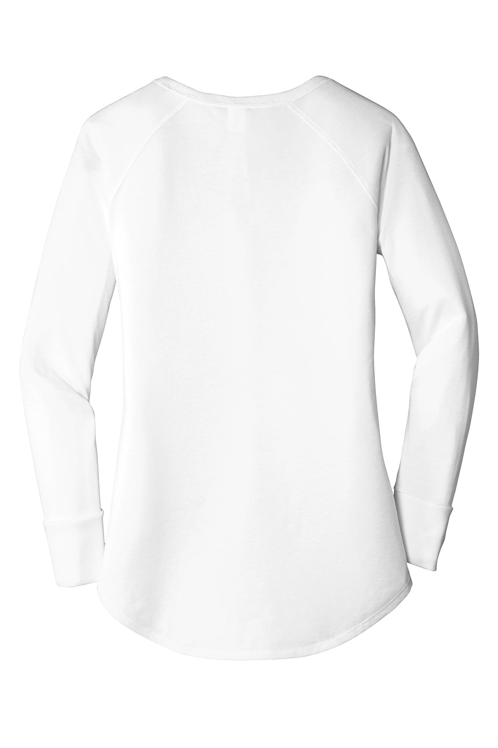 District DT132L Womens Perfect Tri Long Sleeve Crewneck T-Shirt White Flat Back