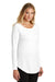 District DT132L Womens Perfect Tri Long Sleeve Crewneck T-Shirt White Model 3q